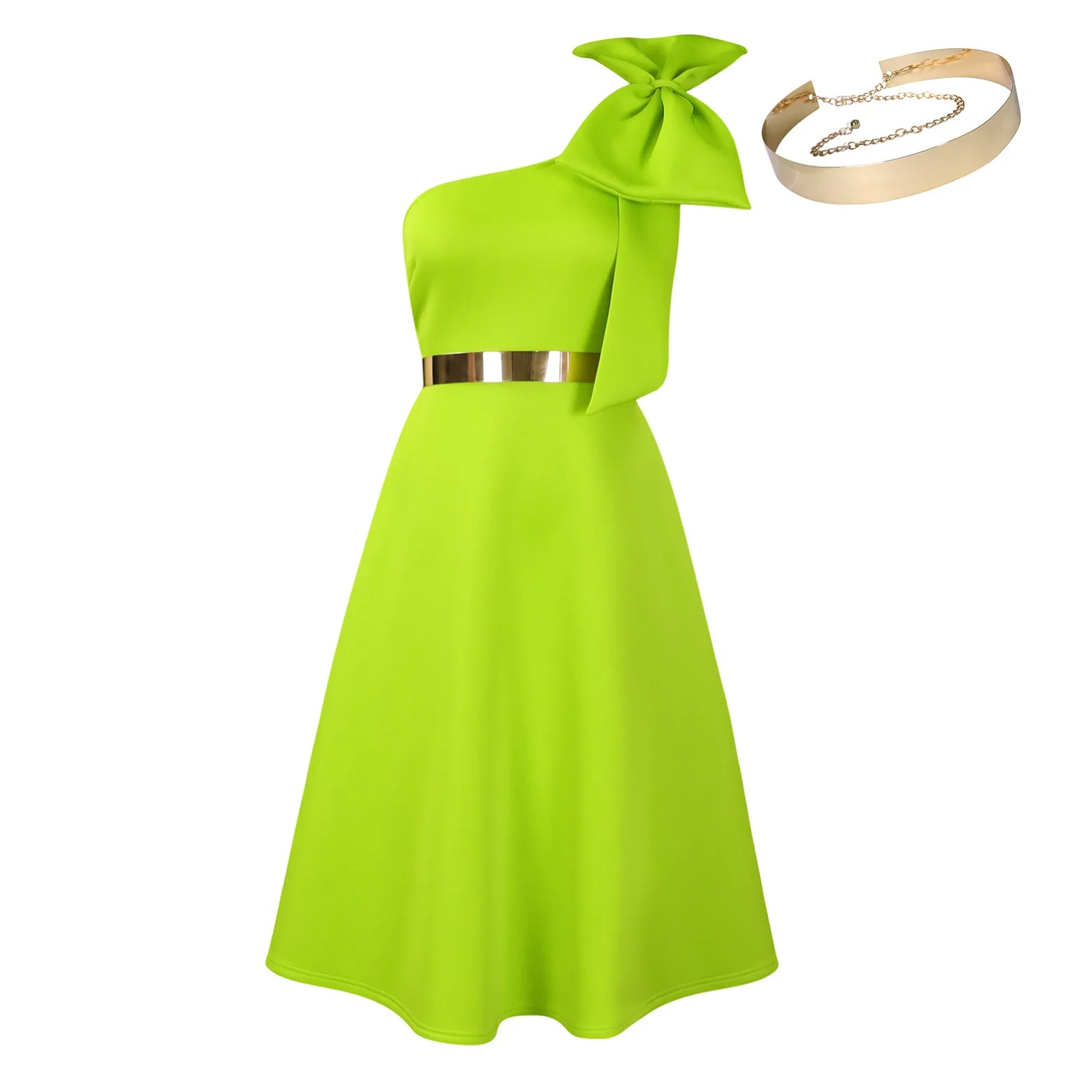 French One Shoulder A Line Pleated Party Dress
