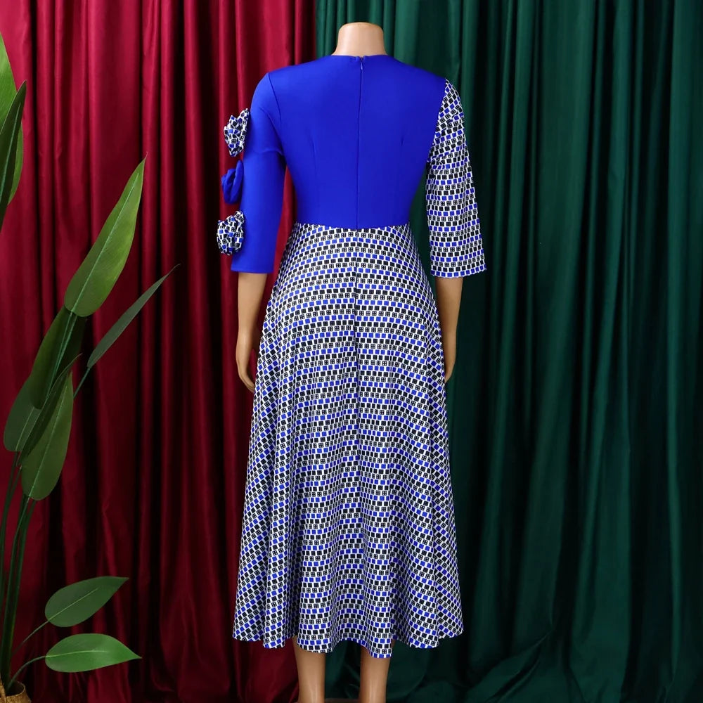 Elegant Fall Fashion African 3/4 Sleeve Party Dress
