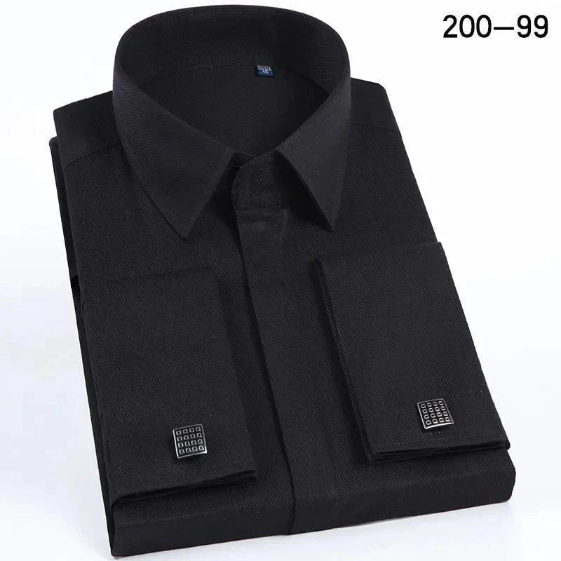 High Quality Hidden Button Men's Long Sleeve Shirts (Cufflinks Included)