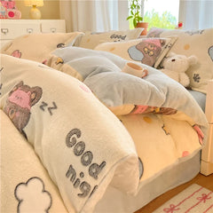 Cute Bear Duvets Cover Soft Blanket (No Pillowcase)