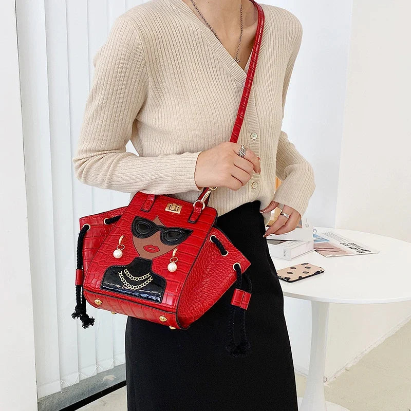 Cartoon Girl High Quality PU Leather Shoulder Bag