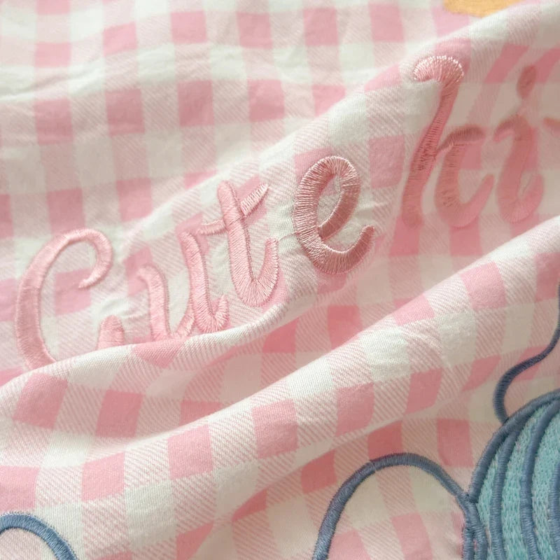 Cute Cartoon's Bow Towel Embroidery Girls Bedding Set