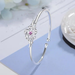 Fashion 925 Sterling Silver Shiny Cherry Blossoms Bracelets