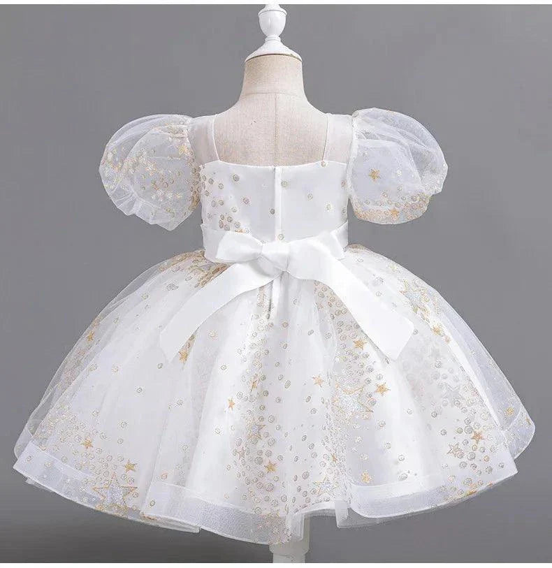 Girls Sequin Short Sleeve Lace Party Dresses