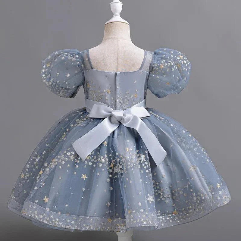 Girls Sequin Short Sleeve Lace Party Dresses