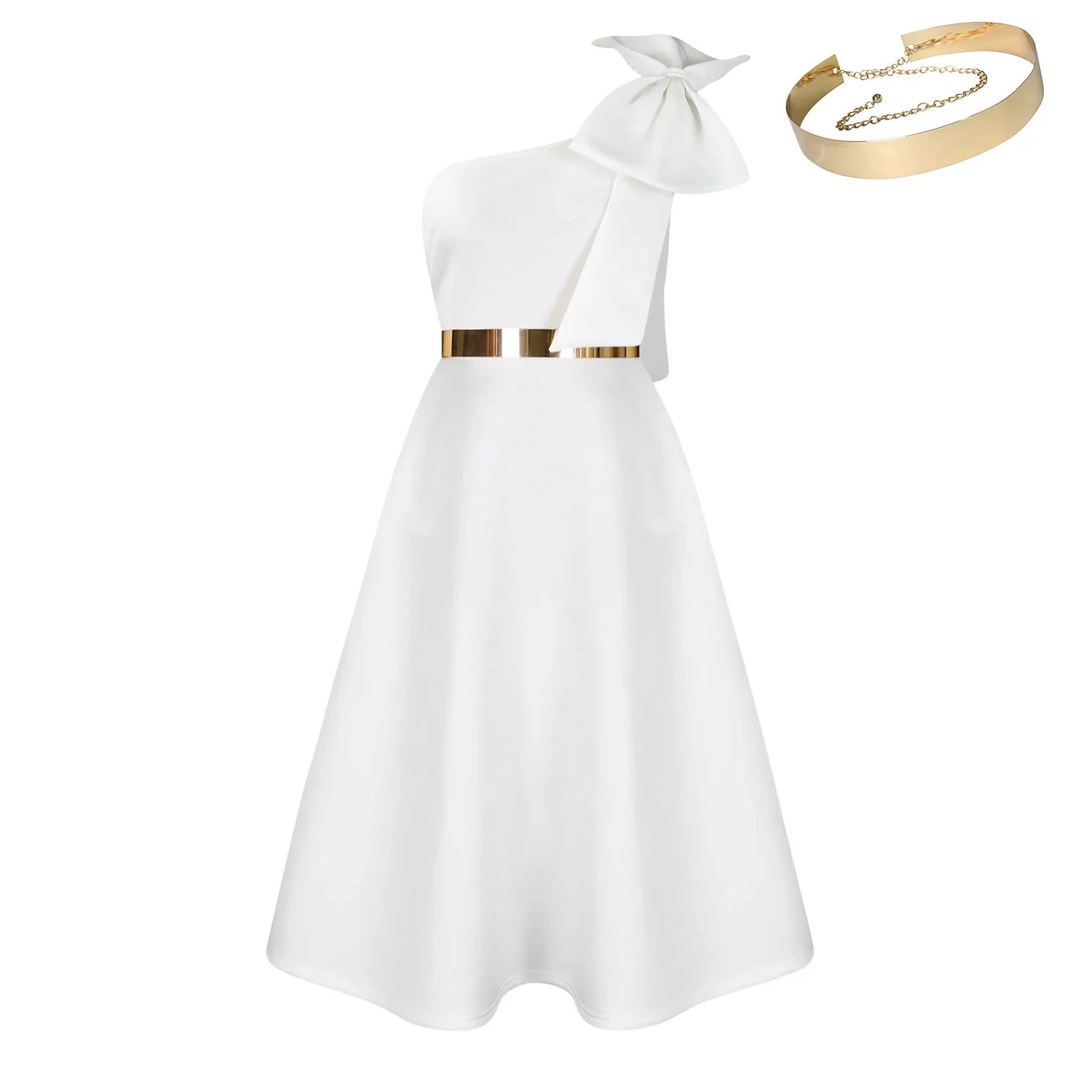 French One Shoulder A Line Pleated Party Dress