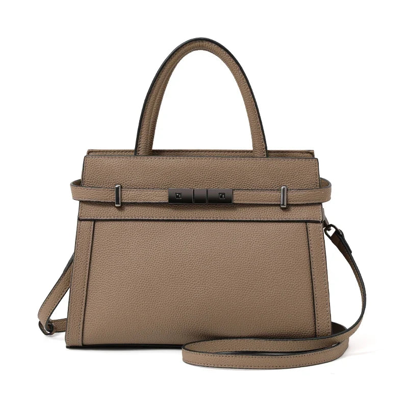 Genuine leather women's simple tote bag