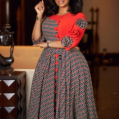 Elegant Fall Fashion African 3/4 Sleeve Party Dress