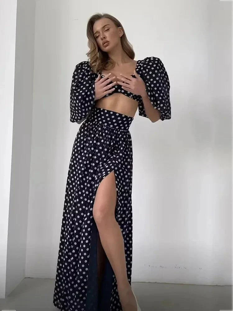Foridol Vintage Polka Dots Printed 2 Pcs Set