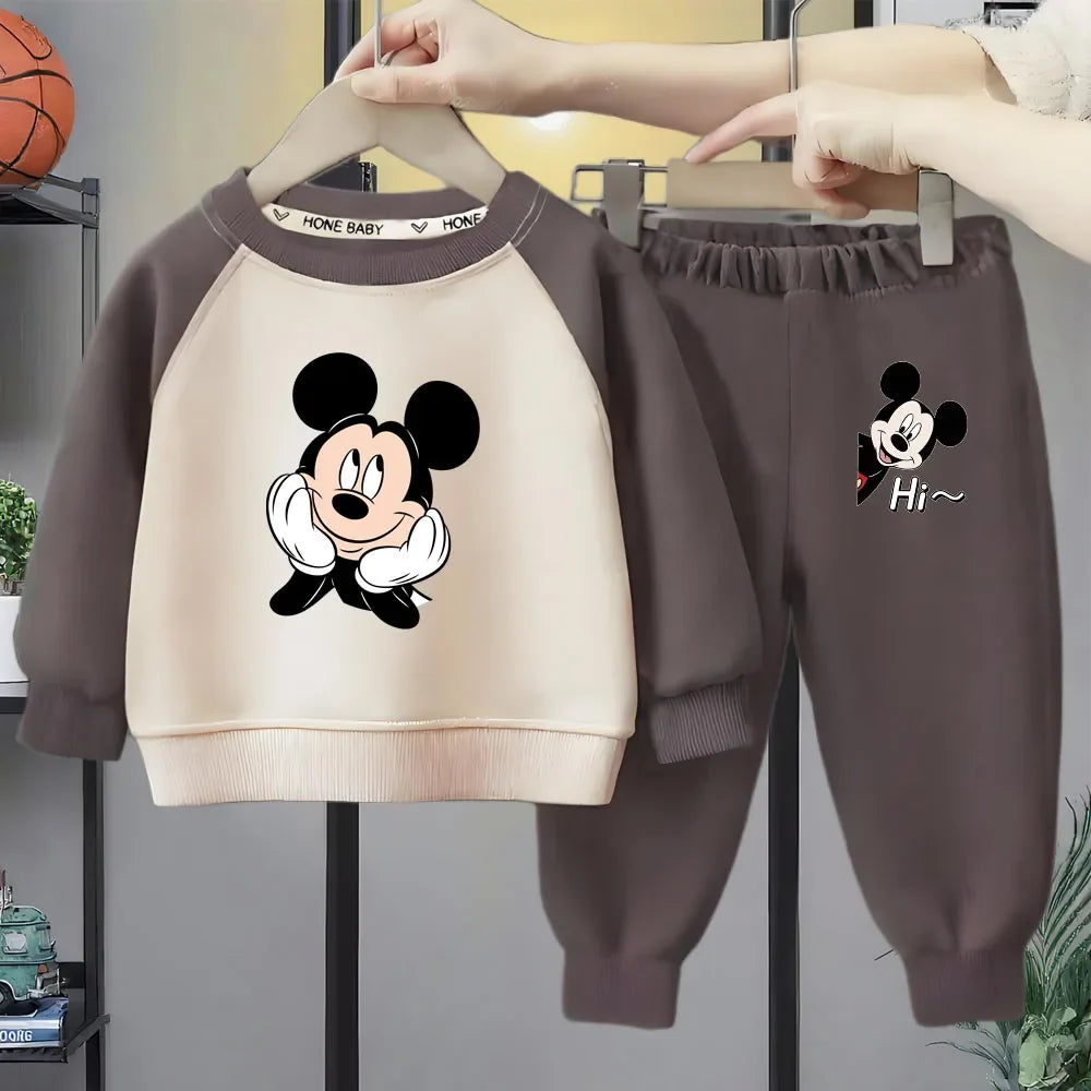 Cartoon's O Neck Spliced Long Sleeve Hoodies Sets