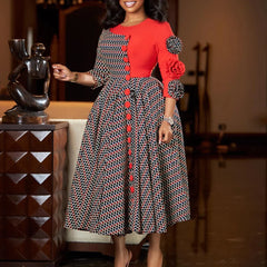 Elegant Fall Fashion African 3/4 Sleeve Party Dress