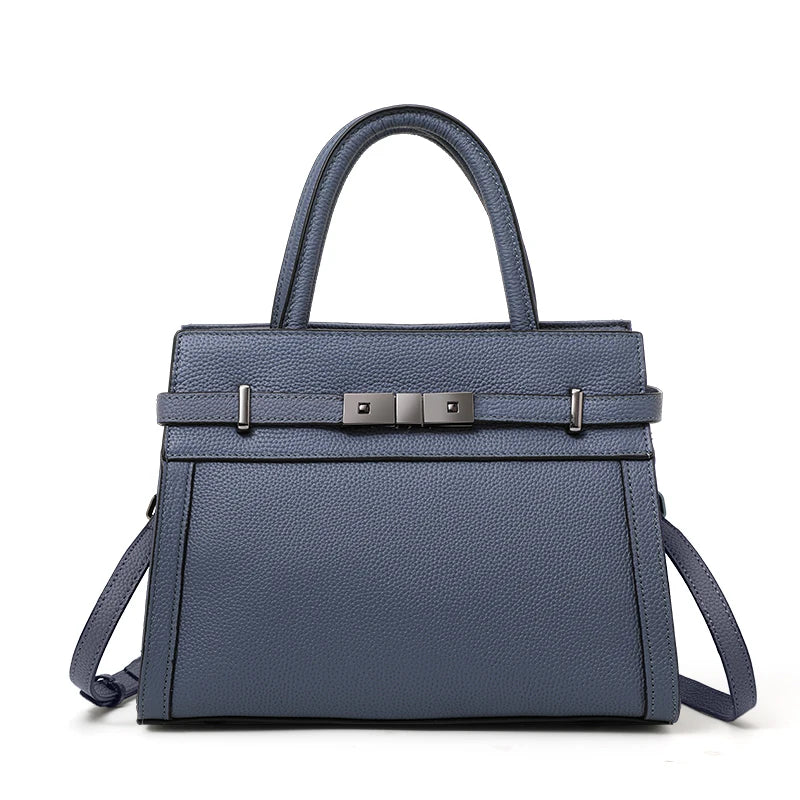 Genuine leather women's simple tote bag
