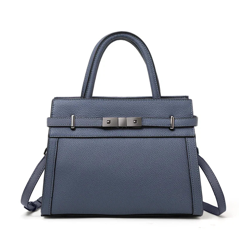 Genuine leather women's simple tote bag