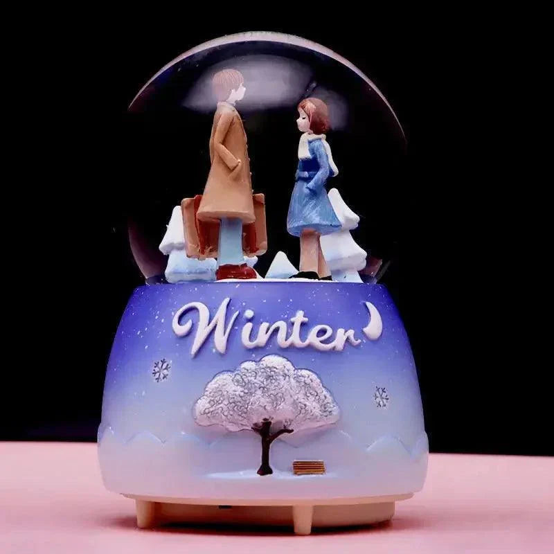 Crystal Ball Couple Music Box Resin Crafts Decoration