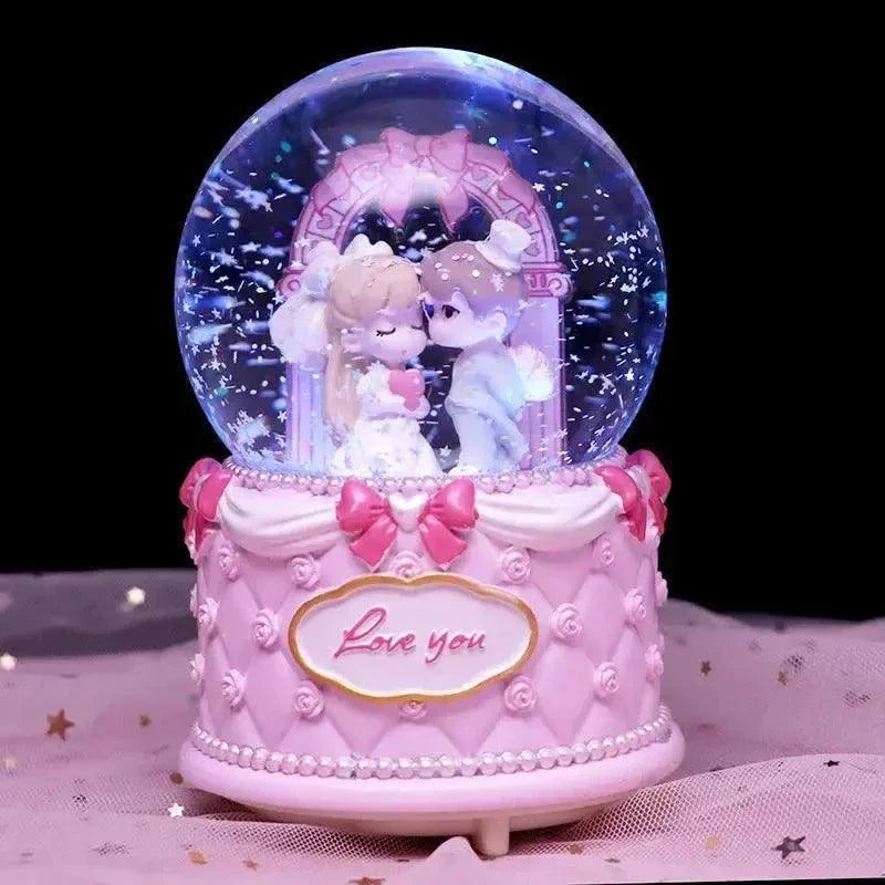 Crystal Ball Couple Music Box Resin Crafts Decoration
