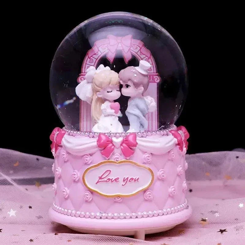 Crystal Ball Couple Music Box Resin Crafts Decoration