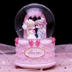 Crystal Ball Couple Music Box Resin Crafts Decoration