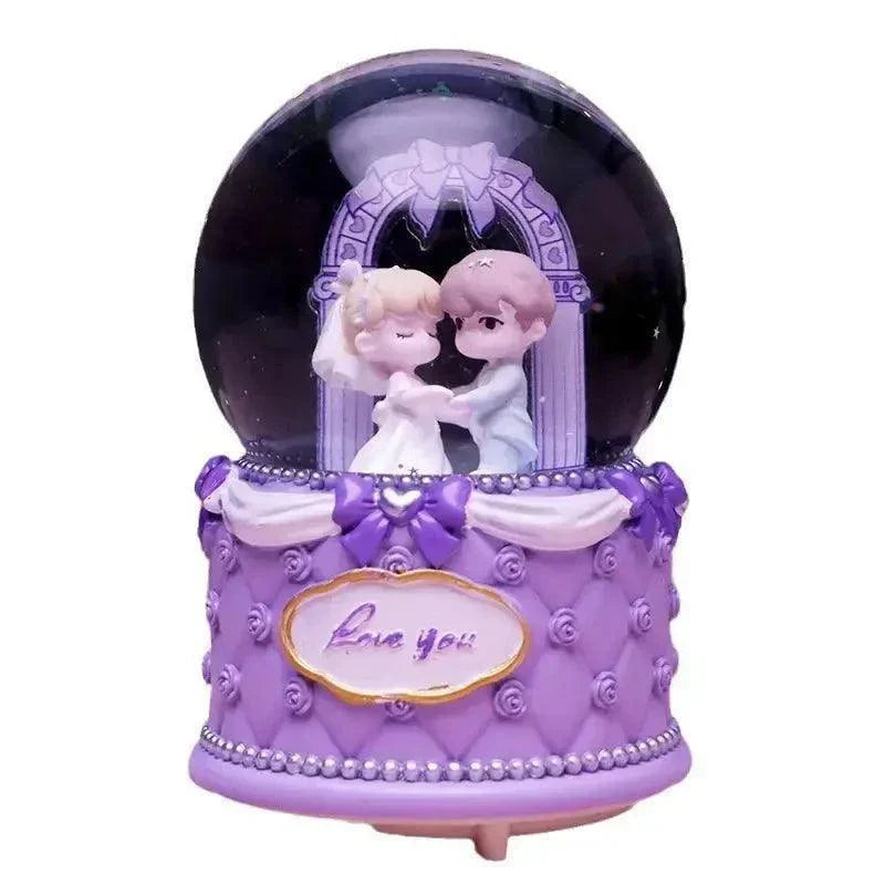 Crystal Ball Couple Music Box Resin Crafts Decoration
