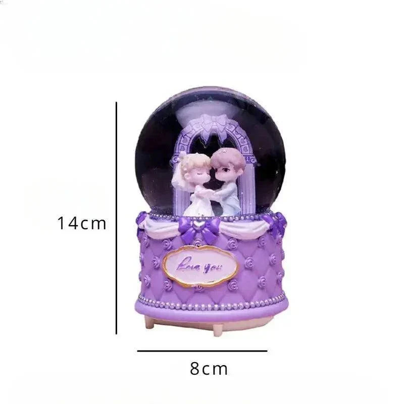 Crystal Ball Couple Music Box Resin Crafts Decoration