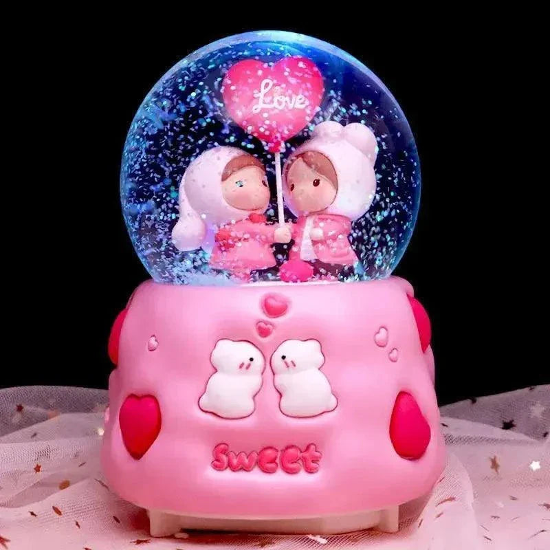 Crystal Ball Couple Music Box Resin Crafts Decoration