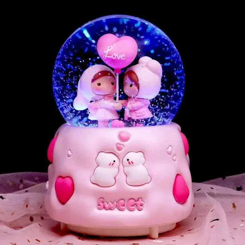 Crystal Ball Couple Music Box Resin Crafts Decoration