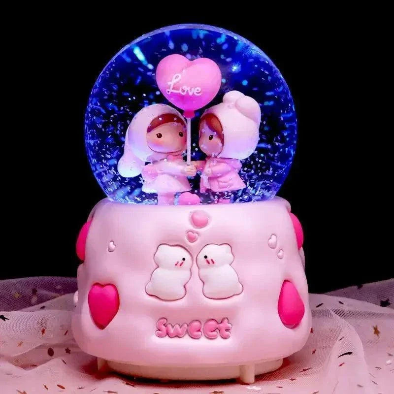 Crystal Ball Couple Music Box Resin Crafts Decoration