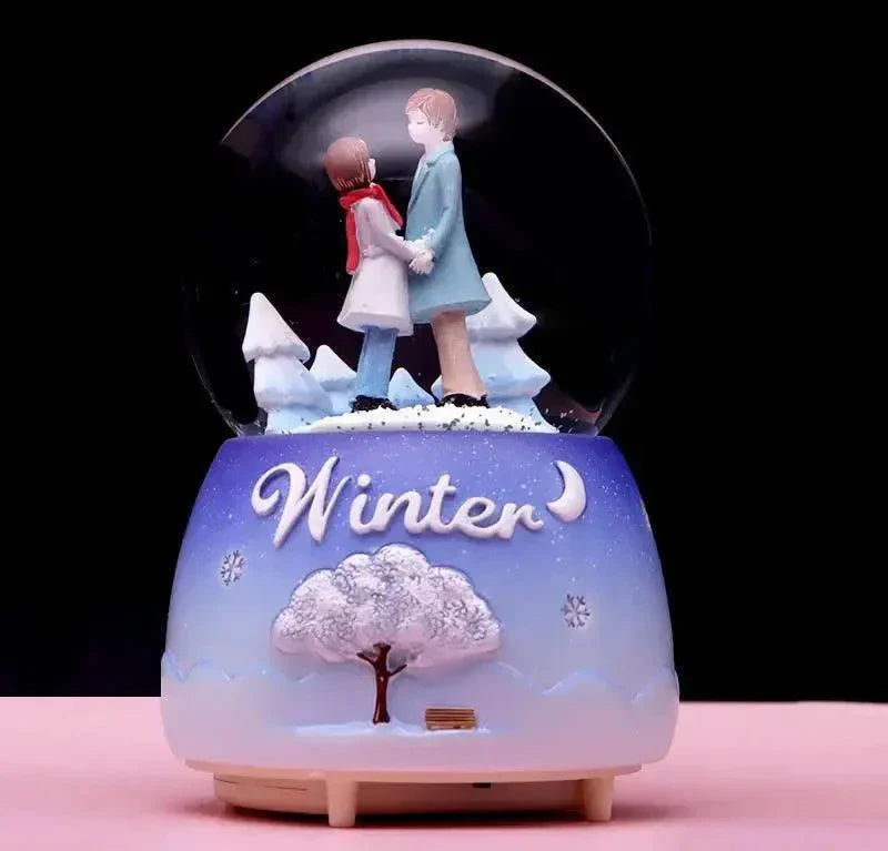 Crystal Ball Couple Music Box Resin Crafts Decoration