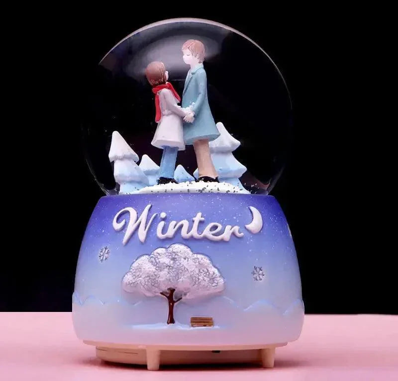 Crystal Ball Couple Music Box Resin Crafts Decoration
