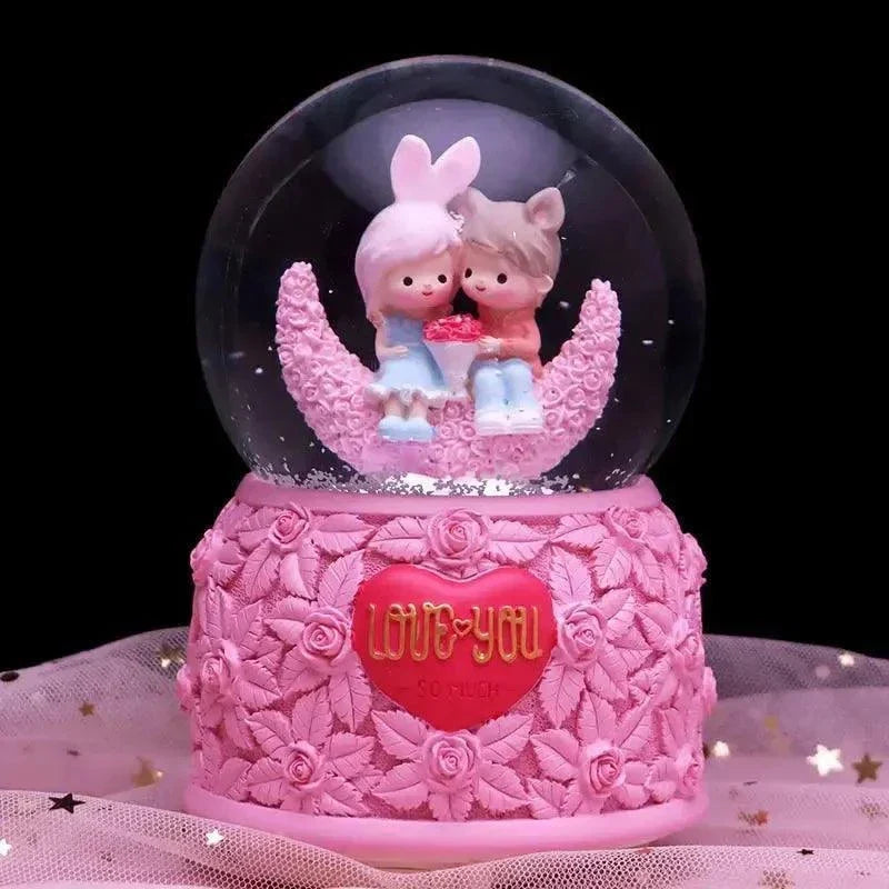 Crystal Ball Couple Music Box Resin Crafts Decoration