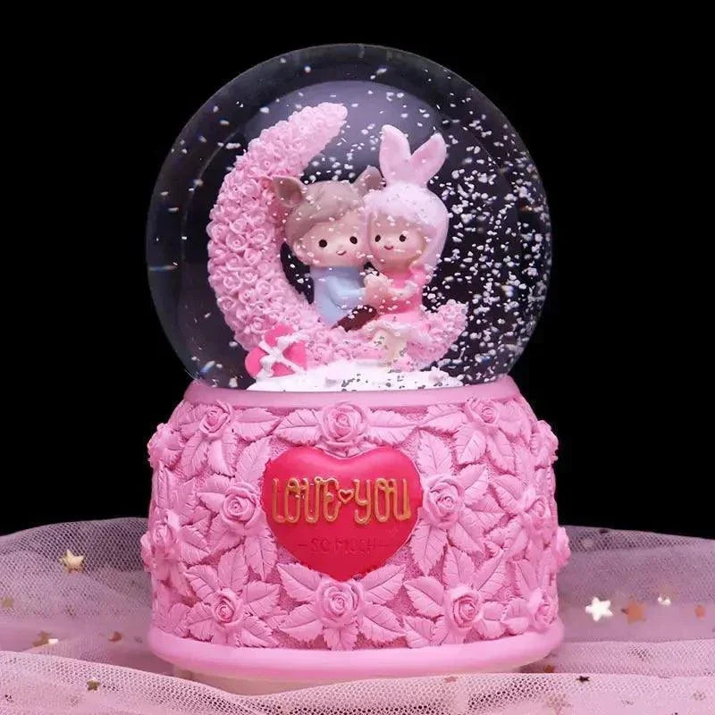Crystal Ball Couple Music Box Resin Crafts Decoration