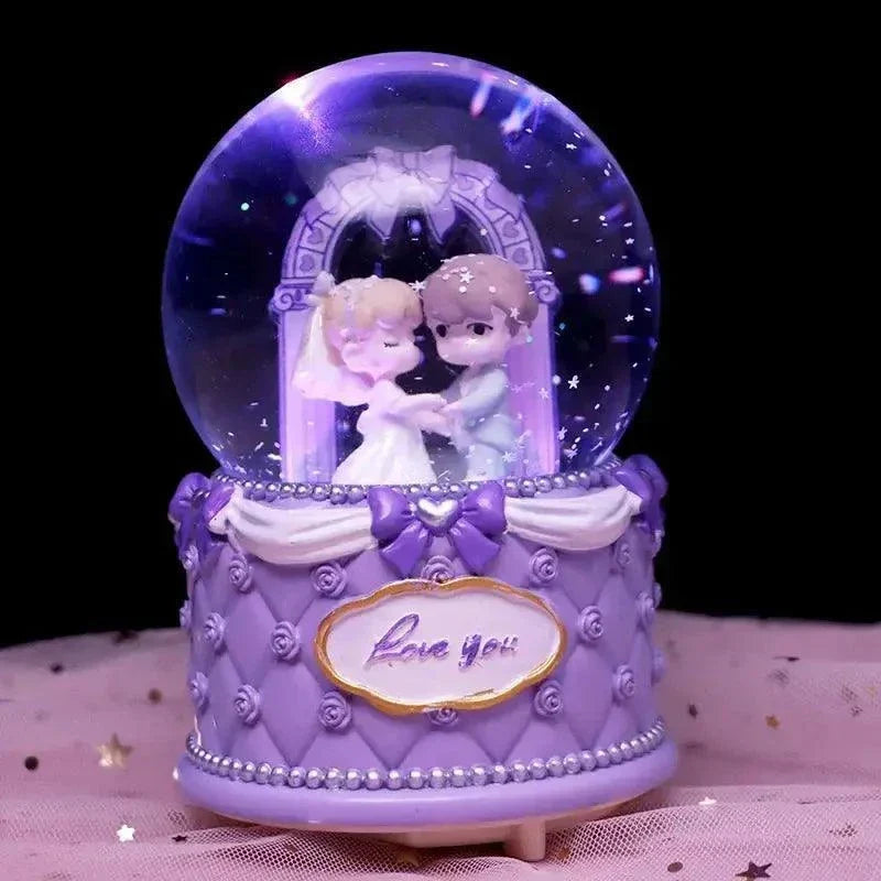 Crystal Ball Couple Music Box Resin Crafts Decoration