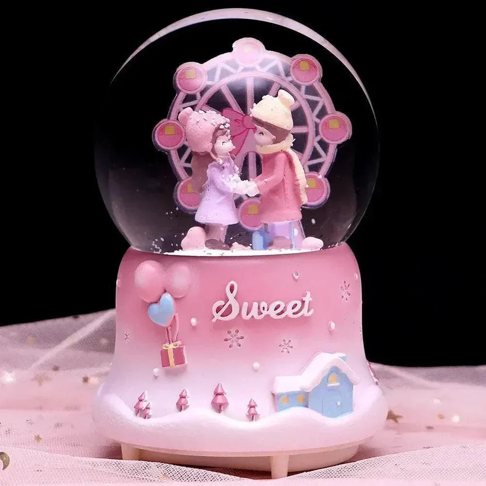 Crystal Ball Couple Music Box Resin Crafts Decoration