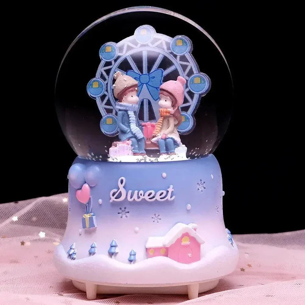 Crystal Ball Couple Music Box Resin Crafts Decoration