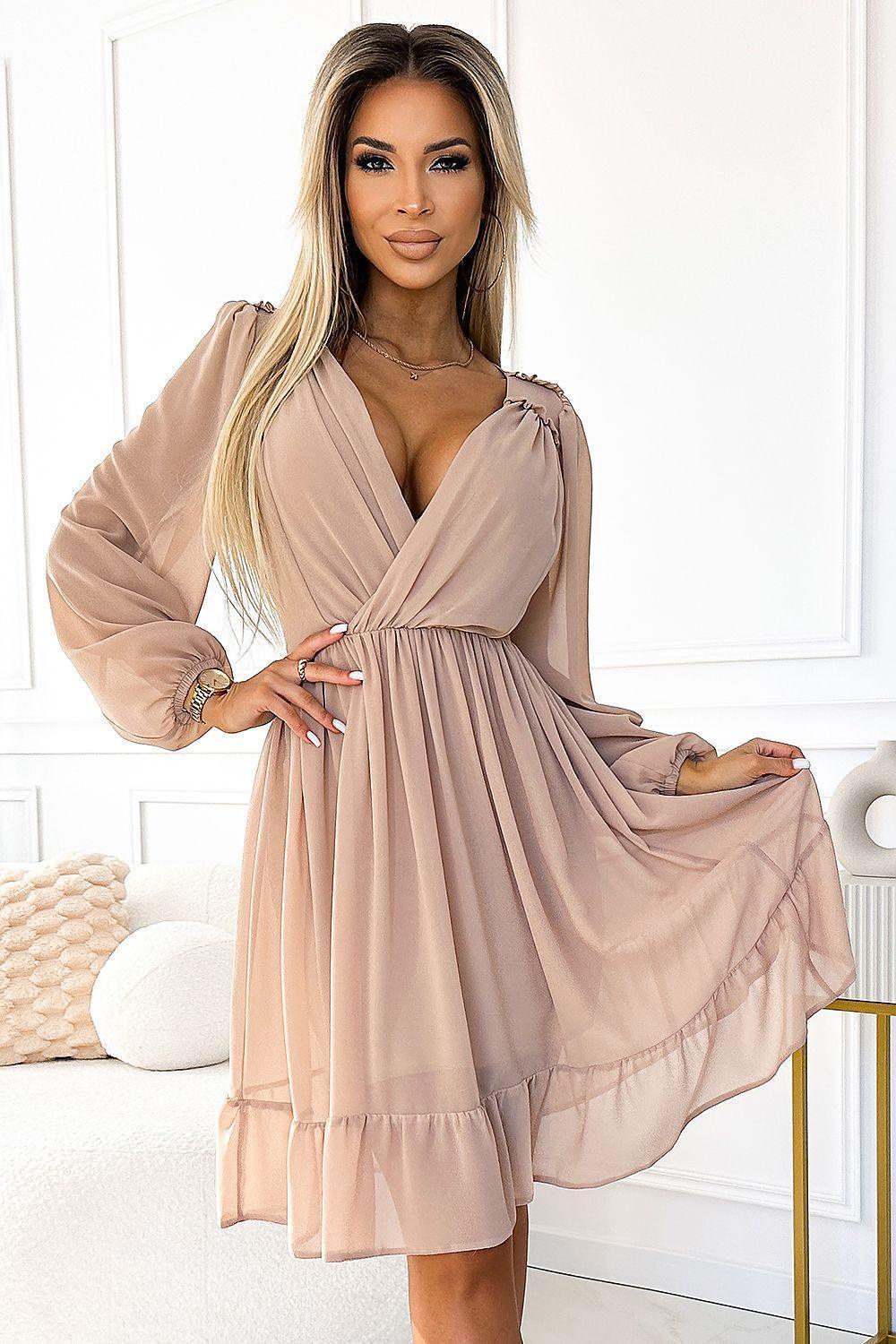 Chiffon Midi Long Sleeves Cocktail dress