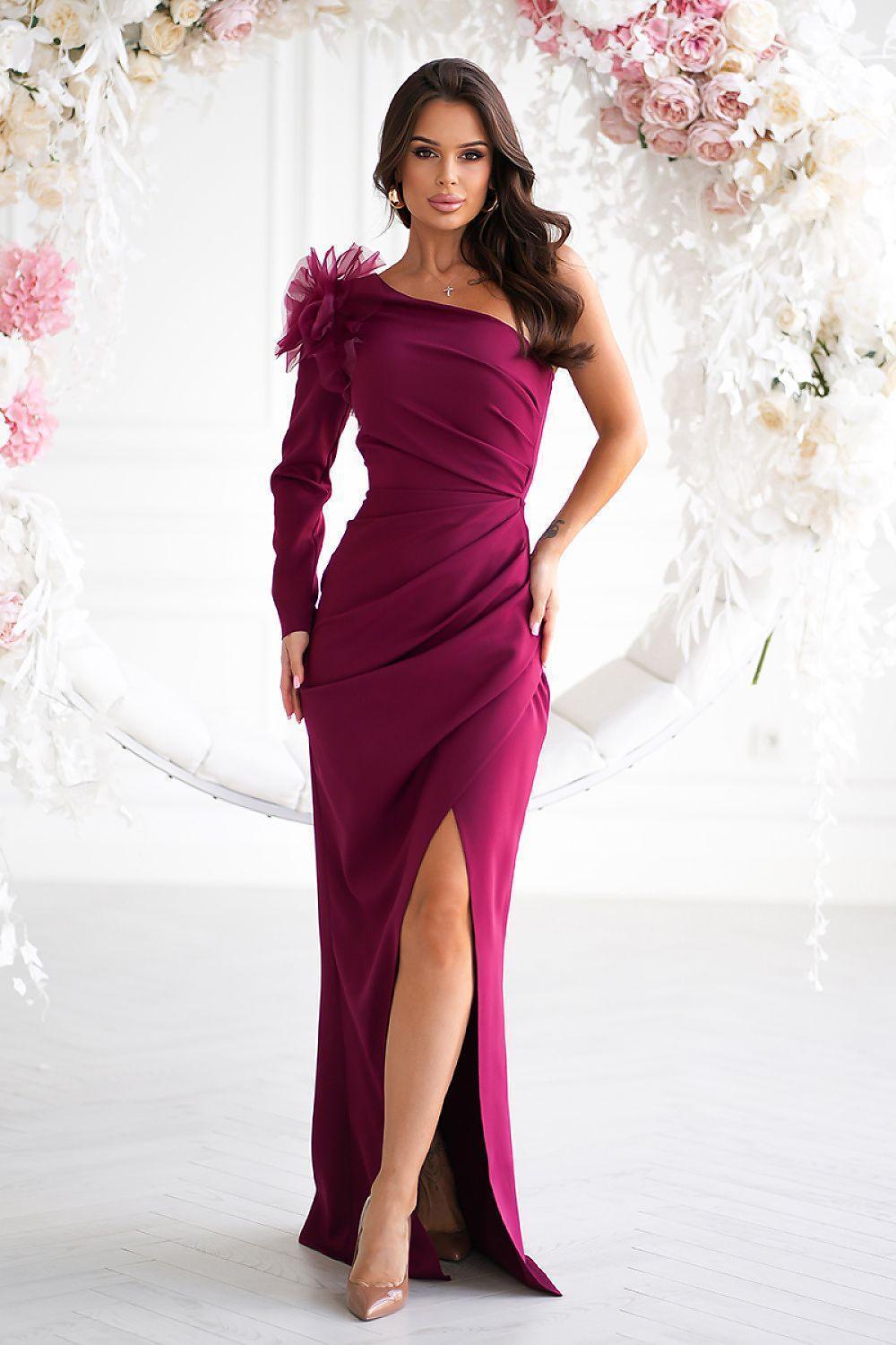 Elegance Rose Shoulder Fitted Long dress