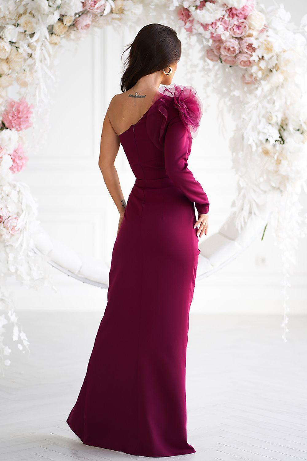 Elegance Rose Shoulder Fitted Long dress