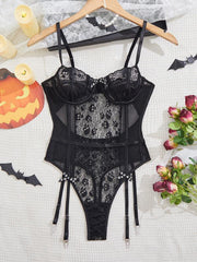 Halloween Skull Lace One Piece Leotard
