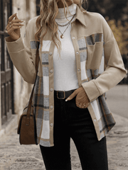 Fashionable lapel plaid casual long-sleeve jacket