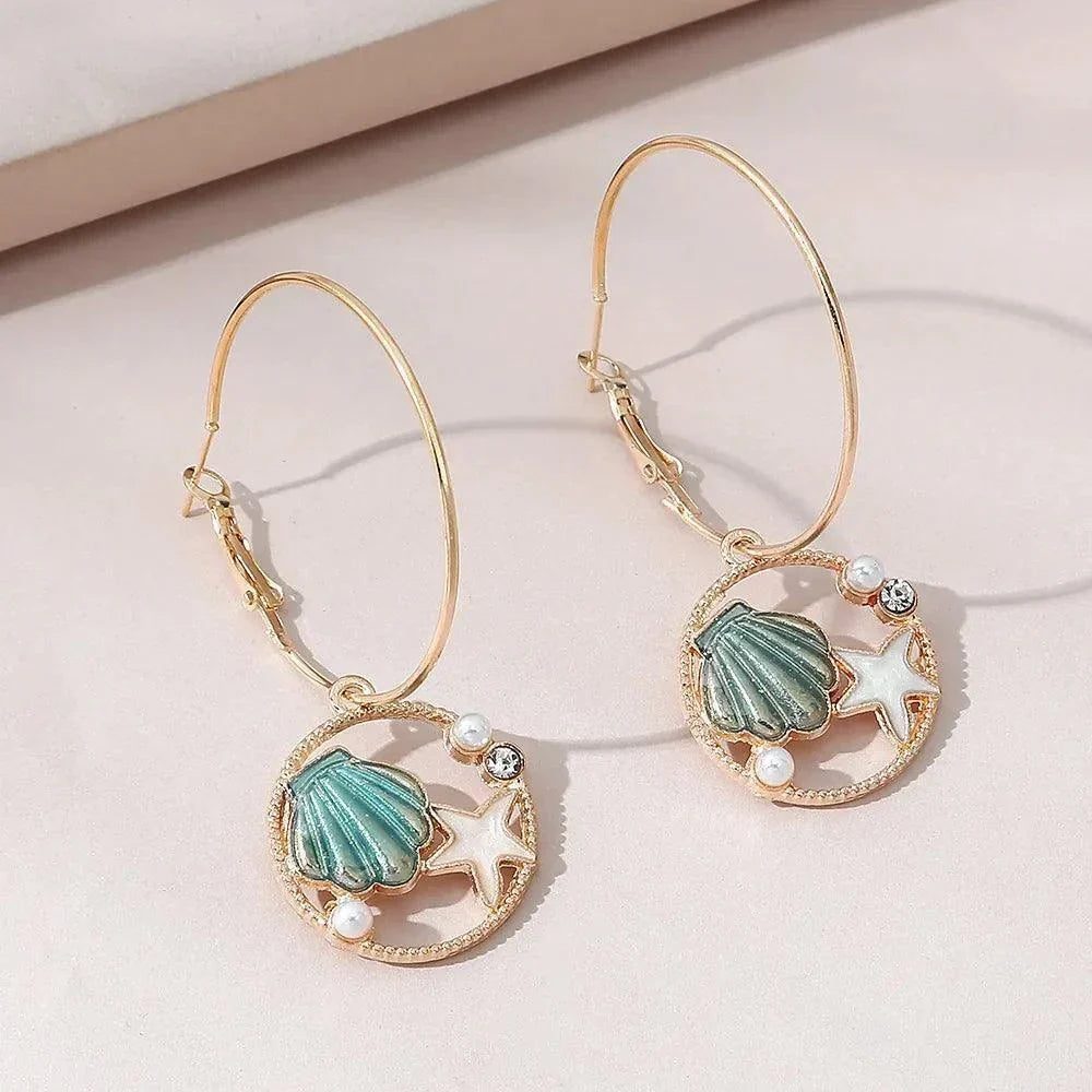 Fashion Creative Simple Starfish Shell Pearl Earrings